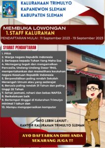Informasi Lowongan Staf Kalurahan Trimulyo