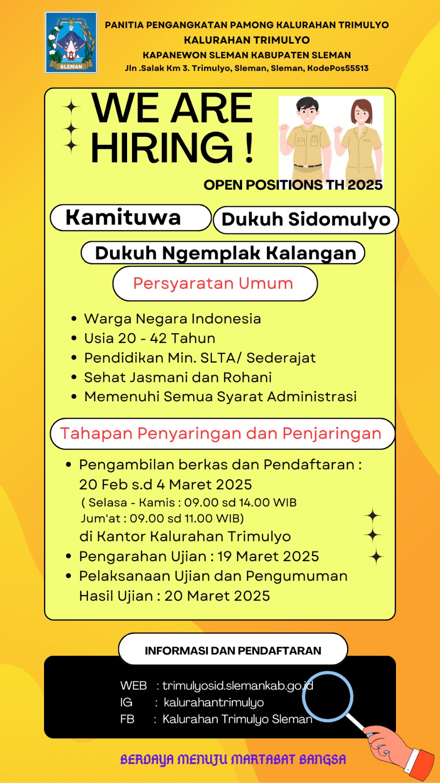 Lowongan Pamong Kalurahan Trimulyo