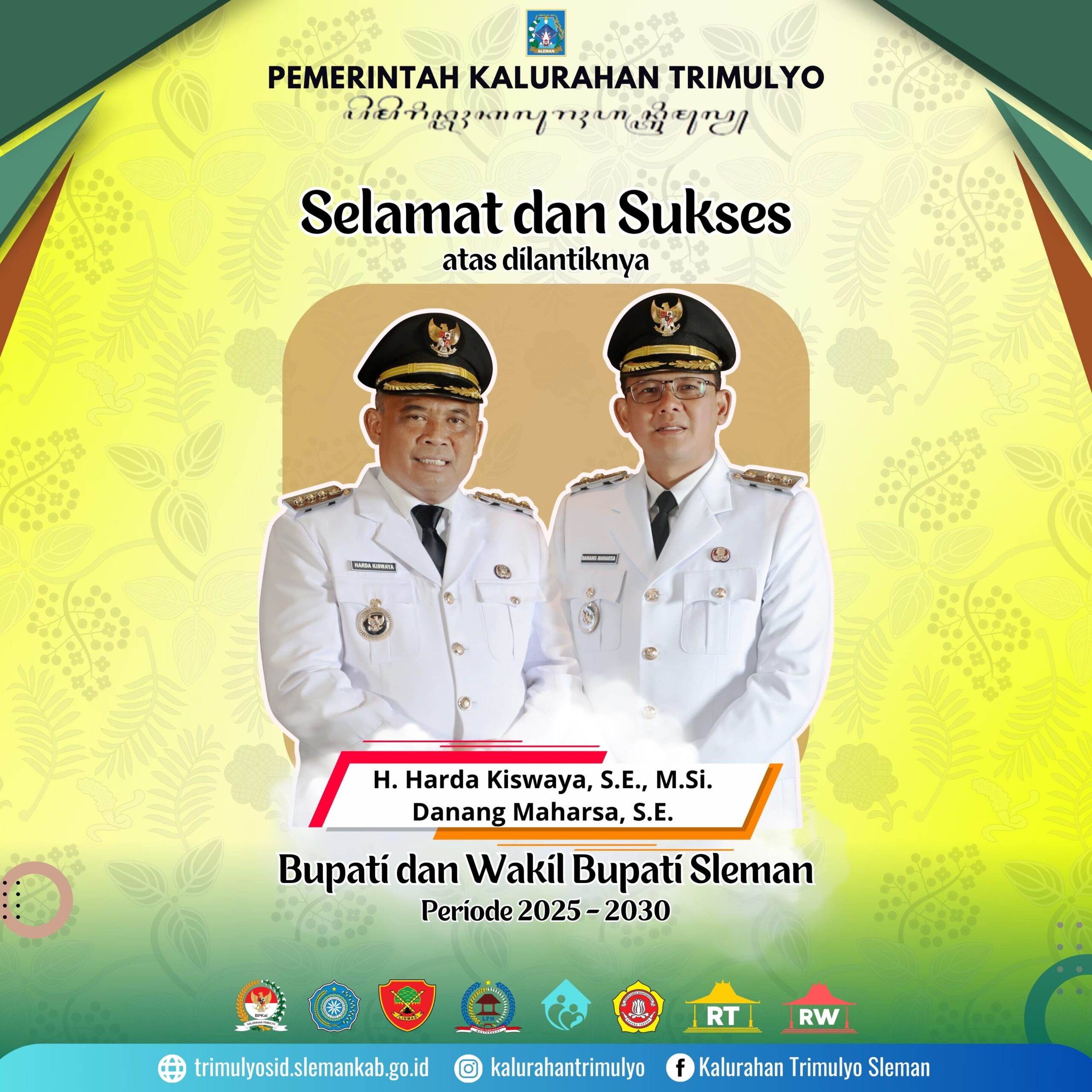 Selamat Atas Pelantikan Bupati dan Wakil Bupati Sleman